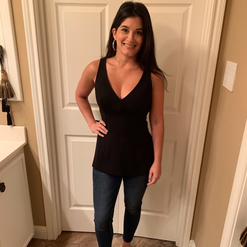 V Neck Black Top